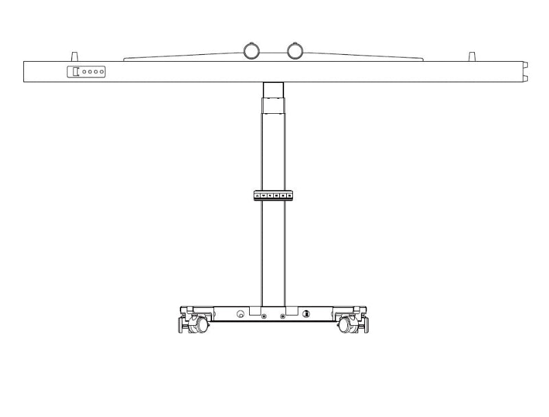 The Flow Orbit electric lift stand diagram showing the panel can move from horizontal to vertical position