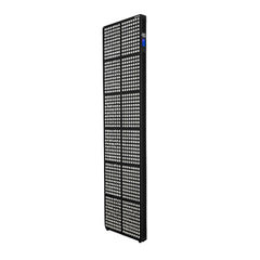 Radiance960 full body red light panel has 12 wavelengths, 960 LEDs, three quarter side view, black frame without stand.
